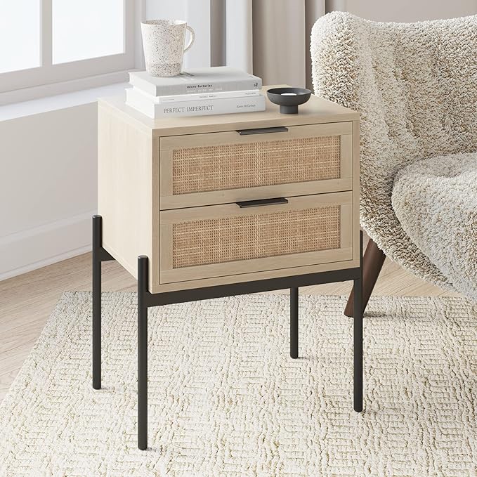 Nathan James Modern Nightstand, End, Bedside or Side Table with Storage for Living Room or Bedroom
