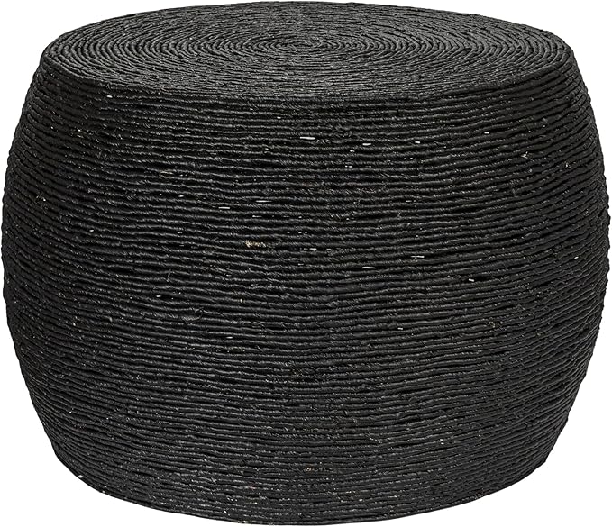 Creative Co-Op Round Handwoven Corn Rope Barrel Coffee Table, Black