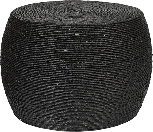 Creative Co-Op Round Handwoven Corn Rope Barrel Coffee Table, Black