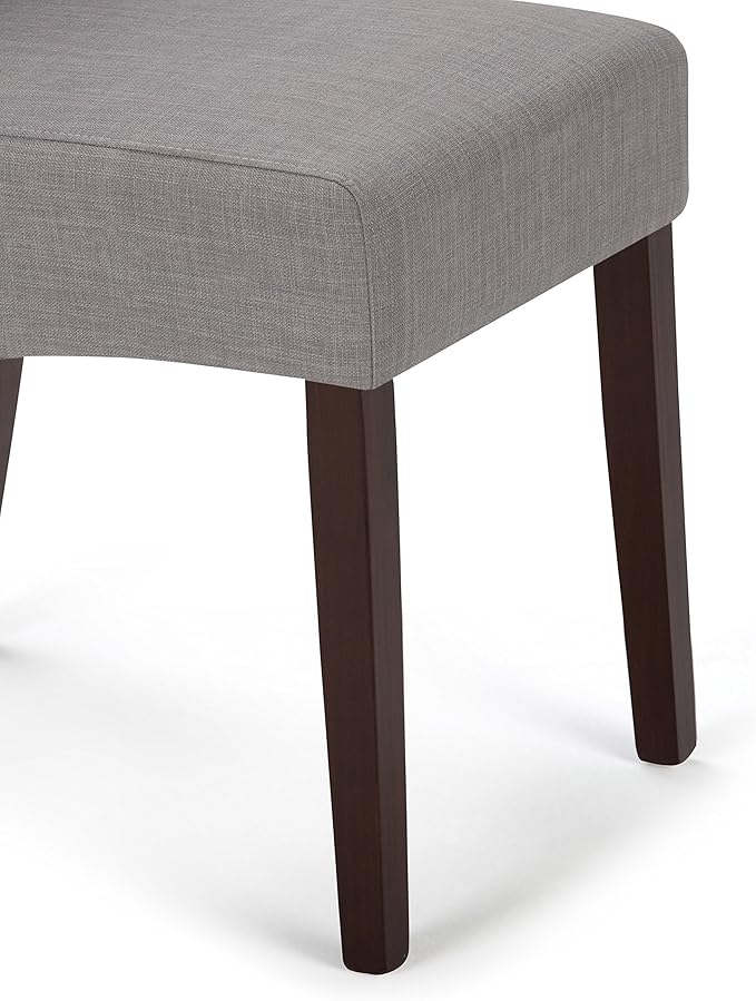 SIMPLIHOME Avalon Dining Chairs - Upholstered Solid Hardwood and Linen-Style Fabric Parsons Chair Set in Dove Grey, Contemporary Dining Room Seating with Curved Back and Cushioned Seat (Set of 2)