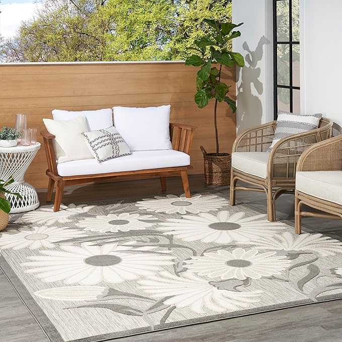 Nourison Home Aloha Beige 3'6" x 5'6" Area Rug - Easy Clean, Non Shedding, Bed Room, Living Room, Dining Room, Kitchen (4' x 6')