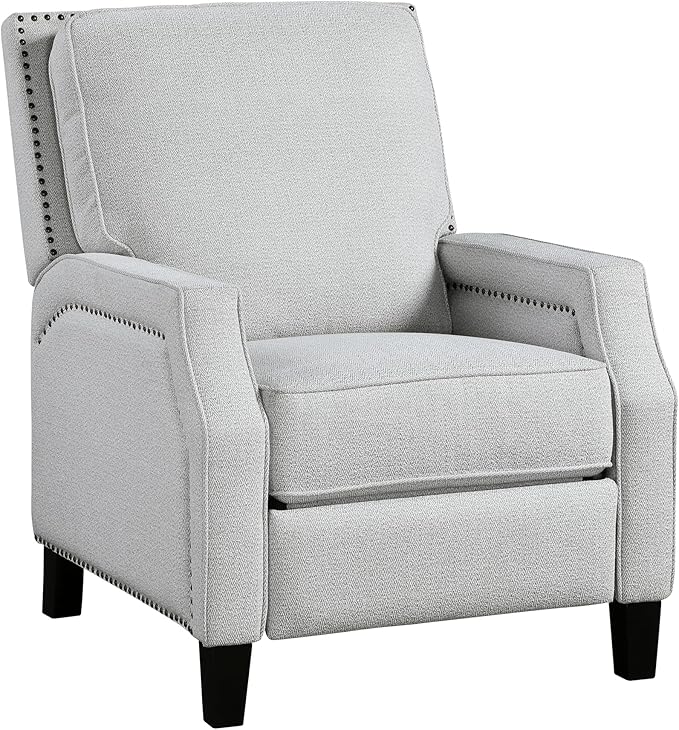 Lexicon Push Back Recliner Chair, Reclining Sofa Armchair, Modern Recliner Sofa Chair with Footrest, Chenille Fabric Recliner Arm Chair, Single Sofa Accent Chair for Living Room/Office/Apartment, Grey