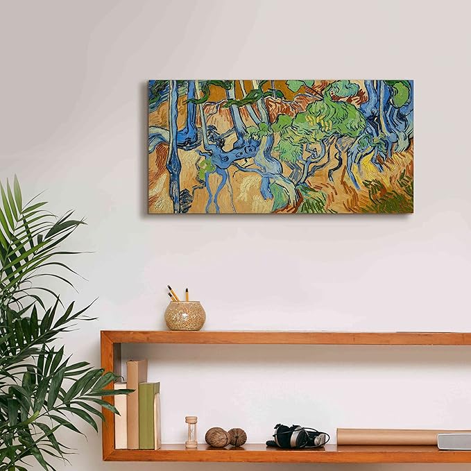 Epic Graffiti 'Tree Roots' by Vincent Van Gogh, Giclee Canvas Wall Art, 24"x12"