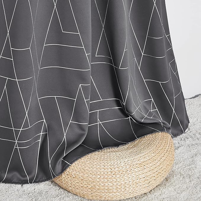 NICETOWN Blackout Curtains for Living Room - Foil Printed Shiny Stripes Pattern Thermal Insulated Blackout Drapes for Bedroom Kitchen Loft Cafe Window (2 Panels, 52" Wide by 63" Long)