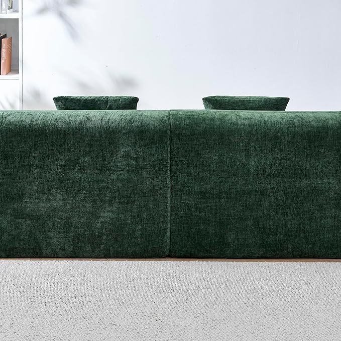 111" Curved Modular Sectional Sofa Couch, Deep Seat Boneless Cloud Couch with 4 Pillows, High Density Foam Floor Lounge Sofa for Living Room, Apartment,Premium Chenille Fabric | Breathable material, Softness