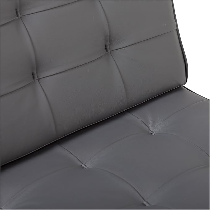 Ashlar Modern Accent Chair in Blended Leather, Chrome/Gray