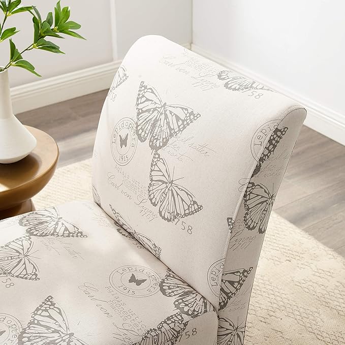 Linon Butterfly, Dark Espresso Linen Lily Chair, 21.5" W x 29.5" D x 31.5" H