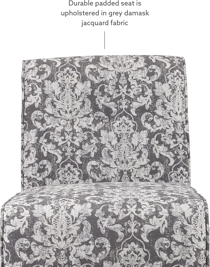 Linon Coco Accent Chair, Gray Damask