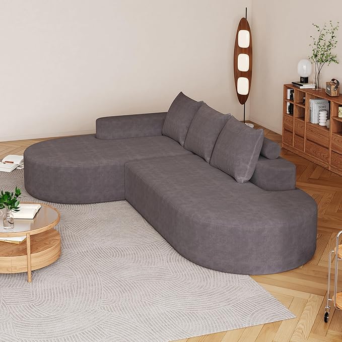 108.5" Curved Boneless Modular Sectional Sofa, Comfy Upholstered Memory Foam L-Shaped Corner Couch, High-Density Foam Cloud Sofa with Extra Wide Chaise for Living Room | Deep Seat, Wider Armrest, Free Combination