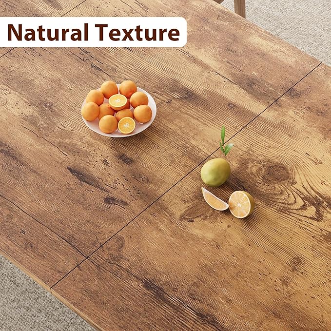 GarveeHome Industrial Dining Table for 6-8 People, 78.7" Long Kitchen Table with Sturdy Metal Frame & Seats 6 Rectangular Counter for Dinner, Kitchen (Only Table)