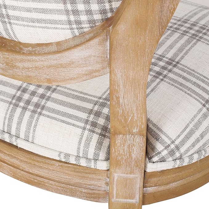 Phinnaeus Dining Chairs - Wood - Gray Plaid/Light Beige (Set of 2)