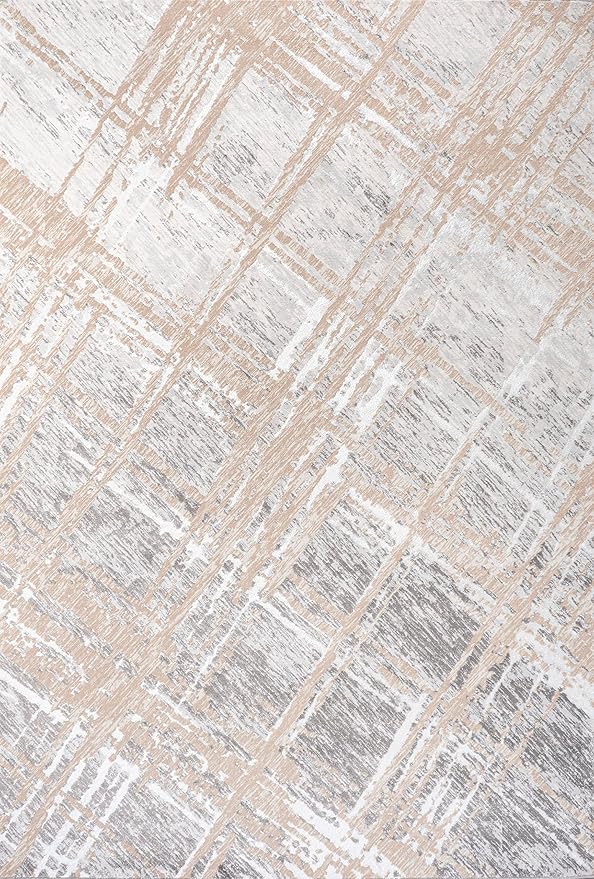 JONATHAN Y Slant Abstract Beige/Gray Indoor Area Rug 8X10 ft, Modern for Living Room, Bedroom, Kitchen, Office, Easy-Cleaning, High Traffic, Pet-Friendly, Non-Shedding SOR201C-8