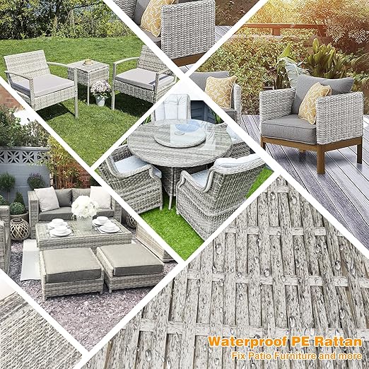 Feyart PE Rattan Strip for Outdoor Rattan Furniture Repair, 8.5mm Plastic Wicker for Patio Furniture Restore(Light Grey)
