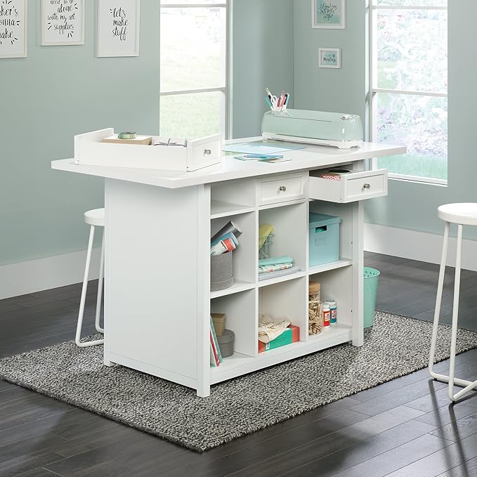 Sauder Craft Pro Series Craft Table/ Pantry cabinets, White finish