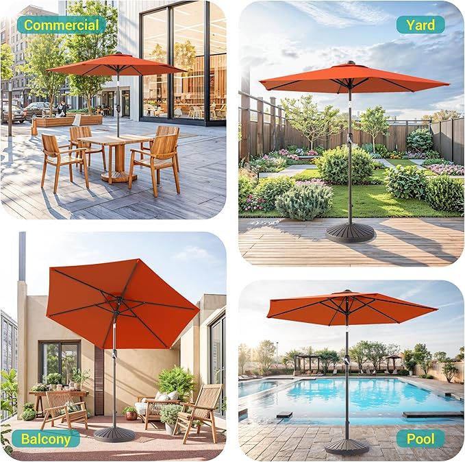 7.5ft Outdoor Umbrella Patio Umbrella,2-Year-Non-Fading,Table Market Patio Umbrella with Push Button Tilt and Crank,for Pool, Deck, Garden,Backyard