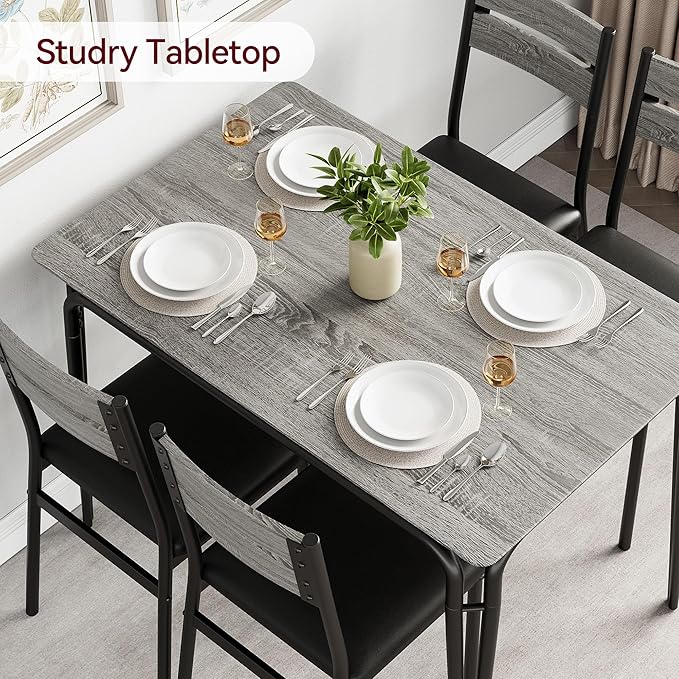 Dining Table for 2, Small Table and Chairs Set of 2, Square Dinette Set for 2, Dinner Table Set, 3 Piece Kitchen & Dining Room Sets for Small Space, Apartment (Oak, Dining Table with 4 Chairs)