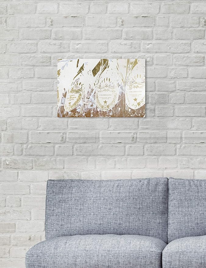 The Oliver Gal Artist Co. Drinks and Spirits Wall Art Canvas Prints 'Vintage Champagne Home Décor, 15" x 10", Gold, White