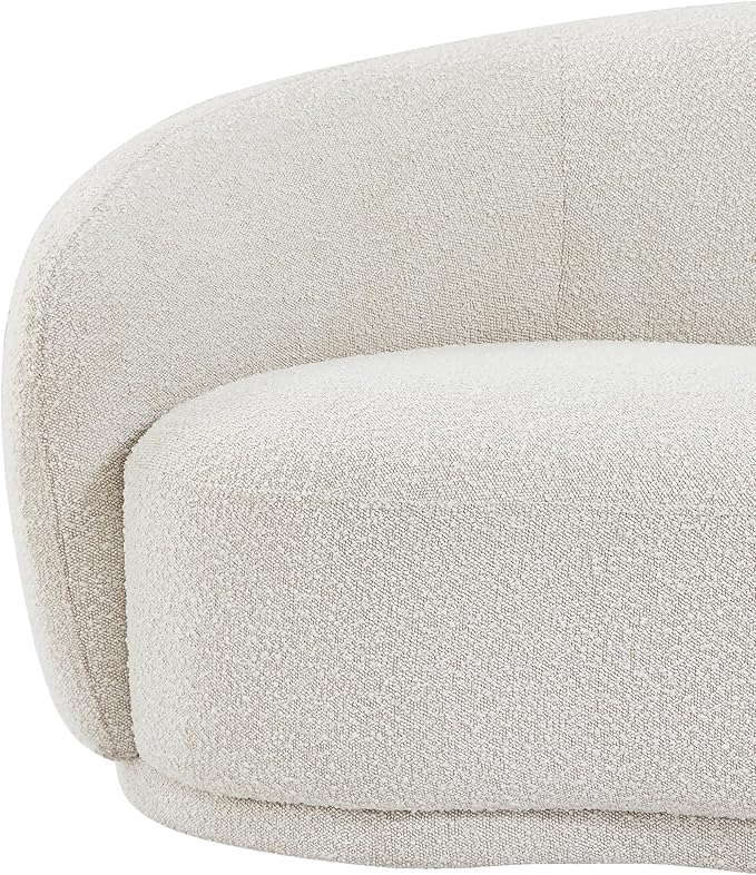 Meridian Furniture 693Cream-C Hyde Collection Modern | Contemporary Boucle Fabric Upholstered Accent Chair with Rounded Back, Cream, 42" W x 38" D x 27.5" H