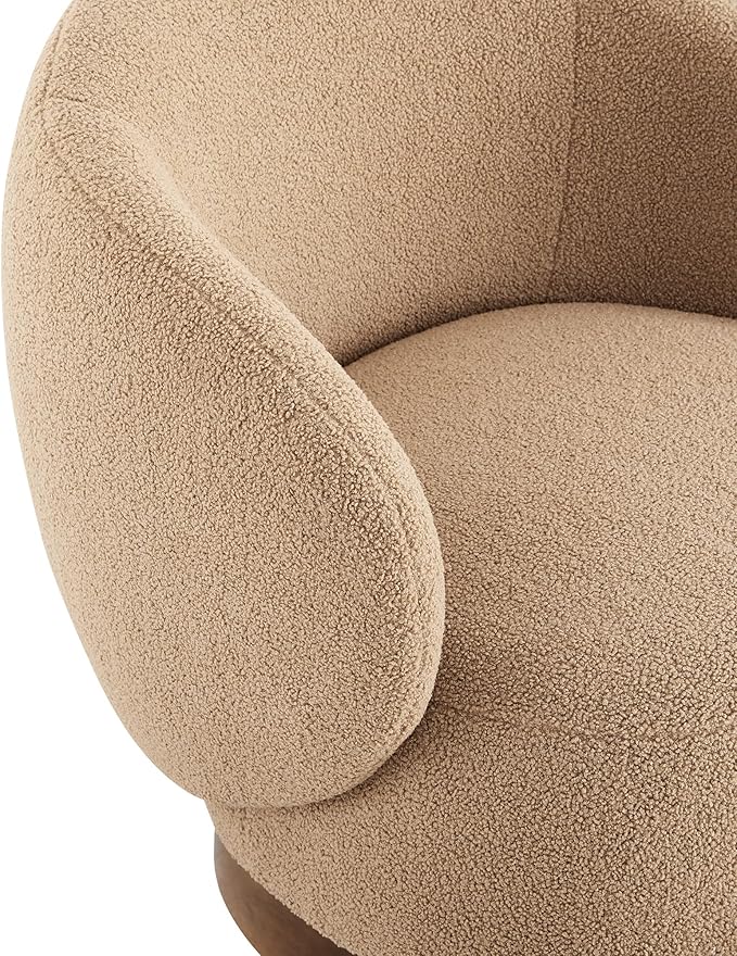 Swivel Accent Chair Round Barrel Armchair Upholstered Performance Fabric for Living Room Bedroom Waitingroom,2 Box,Sand
