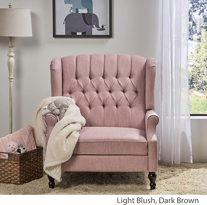 Christopher Knight Home Salome Push Back Recliner, Light Blush, Dark Brown