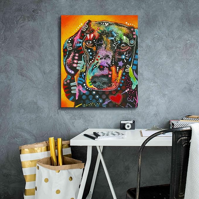Epic Graffiti 'Brilliant Dachshund' by Dean Russo, Canvas Wall Art, 20"x24"