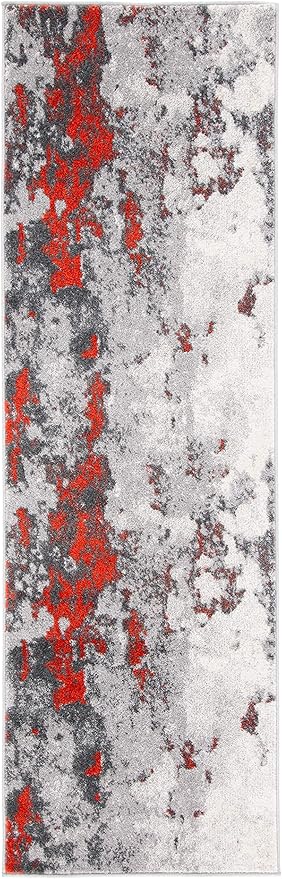 SAFAVIEH Adirondack Collection Runner Rug - 2'6" x 6', Orange & Grey, Modern Abstract Design, Non-Shedding & Easy Care, Ideal for High Traffic Areas in Living Room, Bedroom (ADR134P)