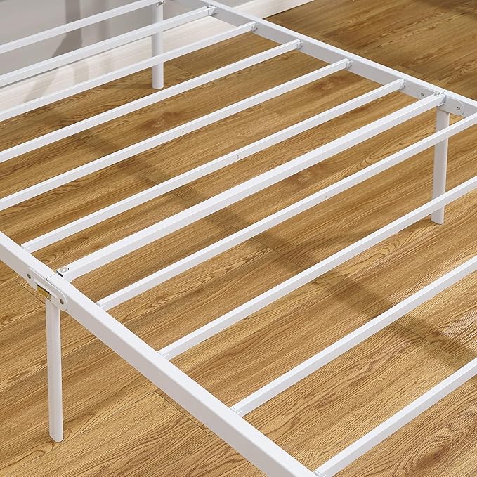 VECELO Twin Metal Platform Bed Frame with Headboard, Heavy Duty Steel Slat Support, Under Bed Storage,No Box Spring Needed, Easy Assembly