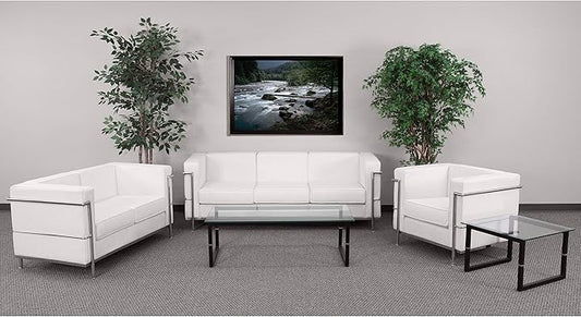 Flash Furniture HERCULES Regal Series Reception Set in White LeatherSoft