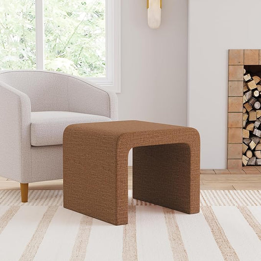 Spatial Order Modern Arch Chenille Ottoman | HomePop Home Décor | Ottoman for Living Room & Bedroom - Orange Rust