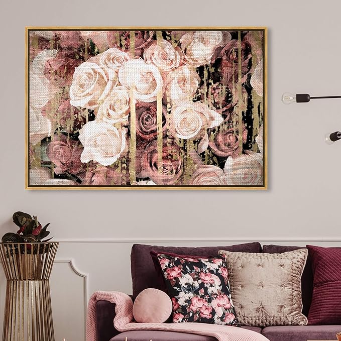 The Oliver Gal Artist Co. Floral and Botanical Framed Wall Art Canvas Prints 'Shabby Chic Romance' Florals