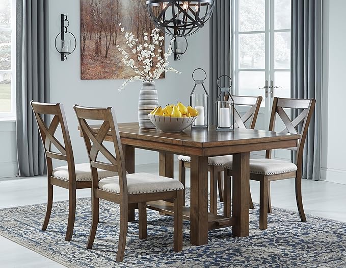 Signature Design by Ashley Moriville Rectangular Dining Extension Table, 2 Extension Leaves, Seats 8, 36" W x 86" D x 30.13" H, Wood & Acacia Veneer, Brown