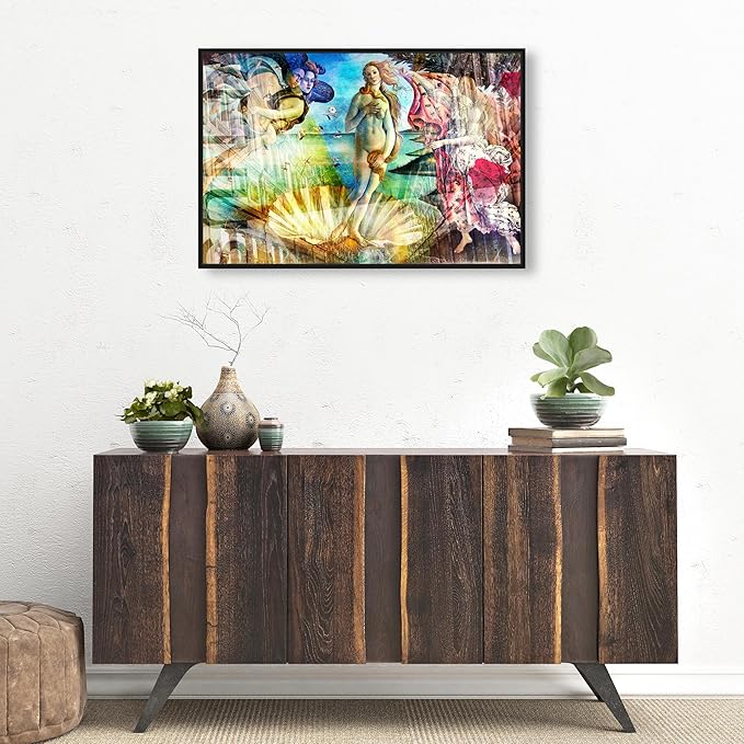 The Oliver Gal Artist Co. Spiritual and Religious Wall Art Framed Canvas Prints 'Birth of Venus - Botticelli' Zodiac