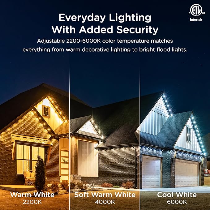 Enbrighten Vibe Eternity Permanent Outdoor Lights, 50ft, 36 RGBWIC LEDs, Smart Everyday Accent Lights, IP67 Waterproof, Compatible with Alexa, Google Home, Black, 82729