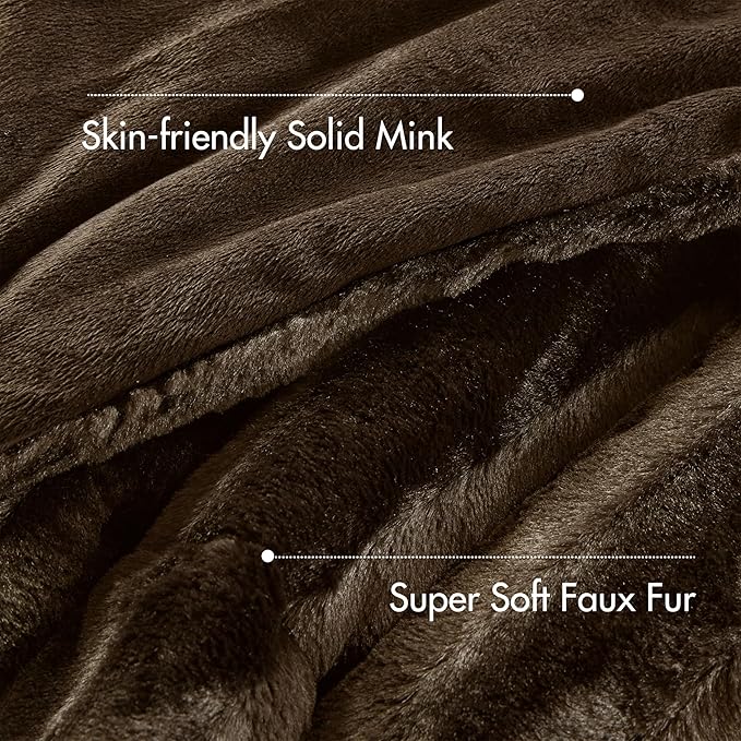 Madison Park Duke Luxe Faux Fur Reversible Comforter Set, Soft Plush Reverse, Modern Down Alternative Filling Cozy Bedding, Box Quilted Warm Cover, Matching Shams, Full/Queen, Chocolate 3 Piece