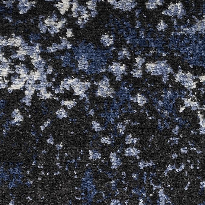 Nourison Passion Light Blue/Black 1'10'' x 2'10'' Area-Rug, Modern, Abstract, Easy-Cleaning, Non Shedding, Bed Room, Living Room, Dining Room, Kitchen, (2' x 3') (Pack of 3)