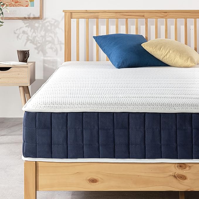Mellow 10 Inch RENA Pocket Spring Hybrid Mattress with Green Tea Memory Foam, King, Navy
