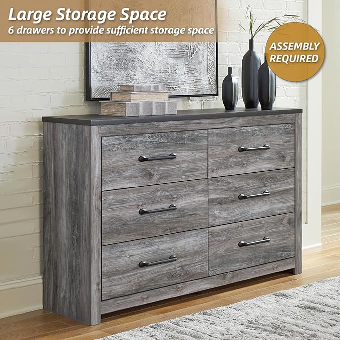 Signature Design by Ashley Bronyan Contemporary 6 Drawer Dresser, Gray