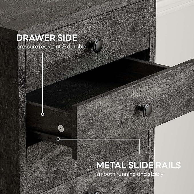 LIKIMIO Tall Dresser, Small Dressers with 8 Storage Drawers, Chest of Drawers for Organizing, Tall Narrow Dresser for Bedroom, Charcoal Grey