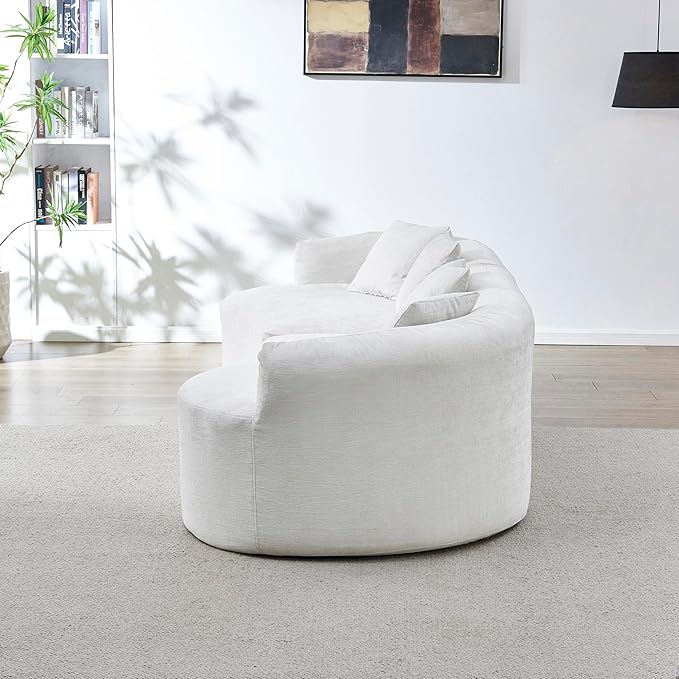 111" Curved Modular Sectional Sofa Couch, Deep Seat Boneless Cloud Couch with 4 Pillows, High Density Foam Floor Lounge Sofa for Living Room, Apartment,Premium Chenille Fabric | Breathable material, Softness