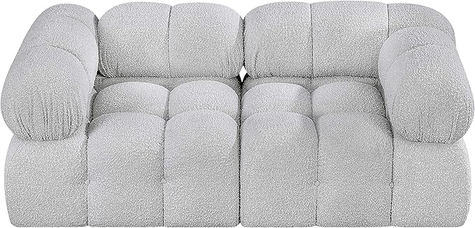 Meridian Furniture 611Grey-S68A Ames Collection Modern | Contemporary Modular Sofa with Rich Grey Boucle Fabric, Modular to Create Infinite Configurations, 68" W x 34" D x 28" H, Grey