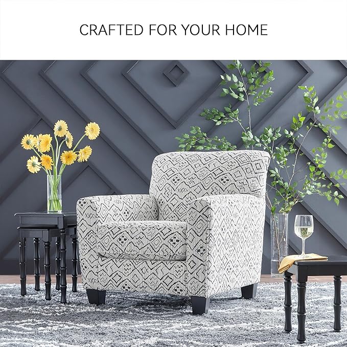 Signature Design by Ashley Hayesdale Modern Accent Chair with Removable Cushions and Tapered Legs, Black & Gray