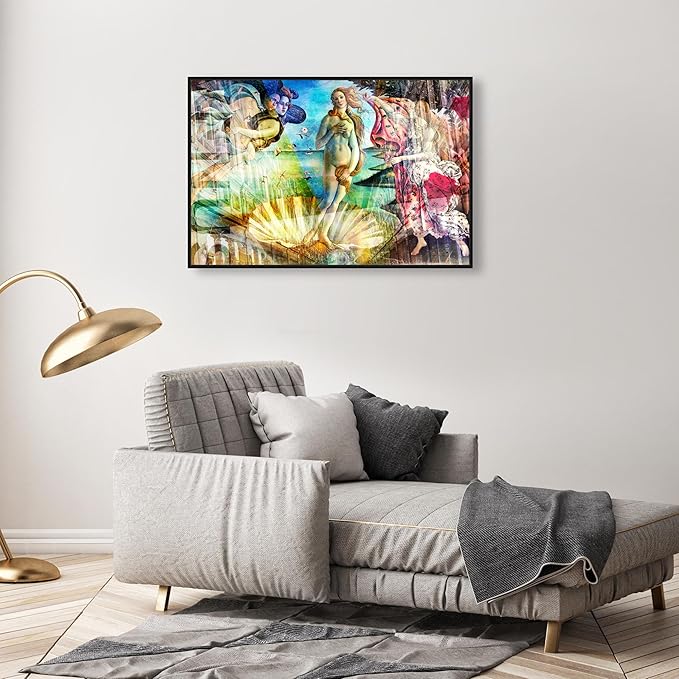 The Oliver Gal Artist Co. Spiritual and Religious Wall Art Framed Canvas Prints 'Birth of Venus - Botticelli' Zodiac