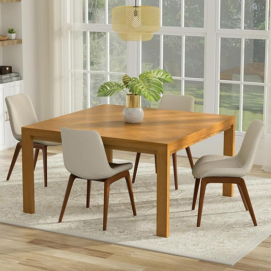 SIMPLIHOME Wilson Dining Table - 54 inch Wide Solid Wood Oak Veneer Square Table, Transitional Style for Dining Room or Kitchen with Thick, Straight Legs and Spacious Top, Seats 8