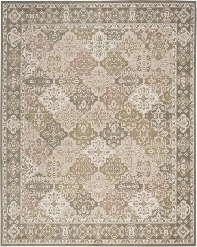 Nourison Home Grafix Green 5'3" x 7'3" Area Rug - Easy Clean, Non Shedding, Bed Room, Living Room, Dining Room, Kitchen (5' x 7')