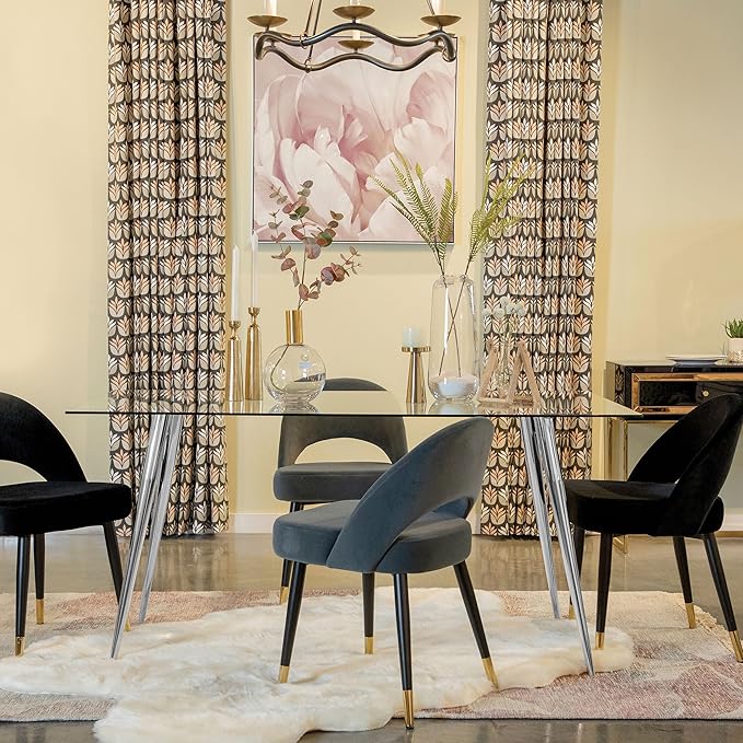 Coaster Home Furnishings Gilman 64" Rectangle Modern Dining Table with Glass Top and Metal Base, Contemporary Glass Dining Table for Kitchens, Chrome
