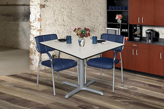 Regency Cain 48" Square X-Base Breakroom Table – Scratch Resistant Laminate Café Table for Lunchroom, Coffee Shops and Commercial Office Spaces (Maple, Grey Legs)
