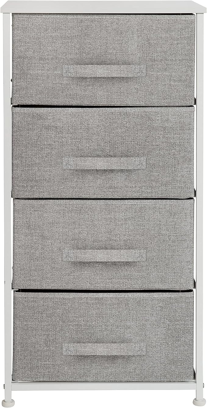 Flash Furniture Harris 4-Drawer Storage Chest of Drawers, Modern Bedroom Dresser with 4 Easy Pull Fabric Drawers and Engineered Wood Top, Light Gray
