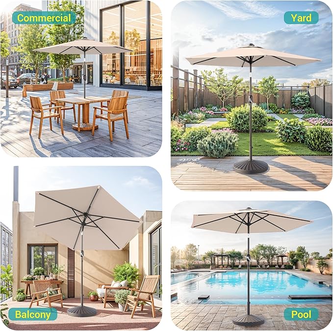 7.5ft Outdoor Umbrella Patio Umbrella,2-Year-Non-Fading,Table Market Patio Umbrella with Push Button Tilt and Crank,for Pool, Deck, Garden,Backyard