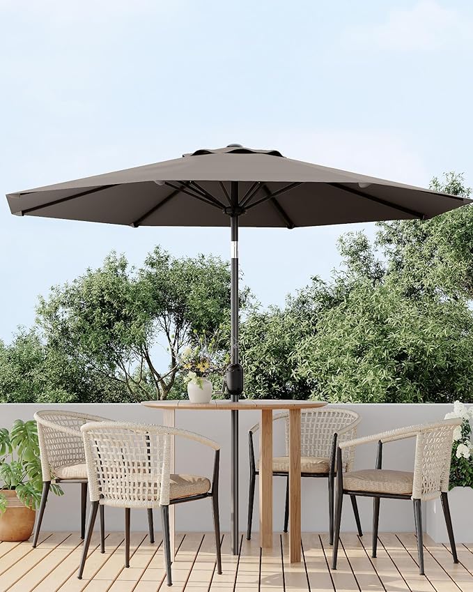 GarveeLife Outdoor Patio Umbrella, Table Market Umbrella with Push Button Tilt and Crank, 8 Sturdy Ribs UV Protection Waterproof for Garden, Deck, Backyard, Pool
