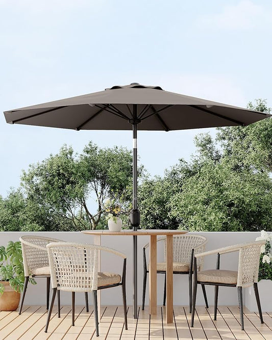 GarveeLife Outdoor Patio Umbrella, Table Market Umbrella with Push Button Tilt and Crank, 8 Sturdy Ribs UV Protection Waterproof for Garden, Deck, Backyard, Pool